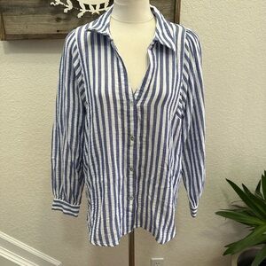 Rails Lo Blue and White Striped Women's Top Gauzy cotton ladies L NWT